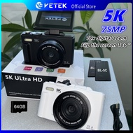VETEK8-5K Digital camera 75MP  3.0Flip Screen 18X Digital Zoom Portable camera