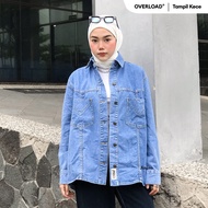 JINISO Jaket Jeans Oversize Safari Baby Blue