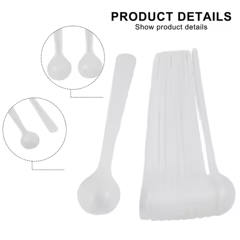 50Pcs 1g White Plastic Measuring Spoon Gram Scoop Food Baking Medicine Milk Powder 1ml Small Quantit