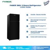 FABER 380L 2 Door Refrigerator LUSSO 382BK | 20x Stronger Tempered Glass Tray | Refrigerant R600a | 