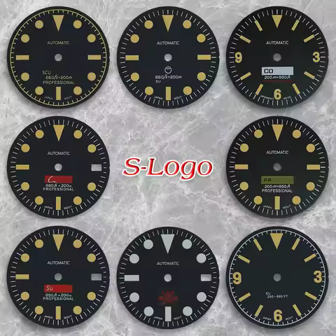High Quality S Logo 28.5mm Retro SUB Dial For NH35/NH36 Movement For 3/3.8/4.2 o'clock Crown Green L