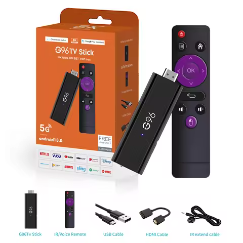 Android13.0 G96 4K smart TV Stick IR control AllwinnerH313 Quad Core Cortex A53 RAM2GBROM16GB Dual 2