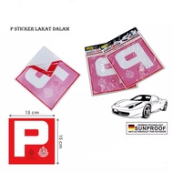 Cactus P Sticker Lekat Dalam / Sticker P license / P Tampal Luar Cermin (Ukuran JPJ Certified) For C