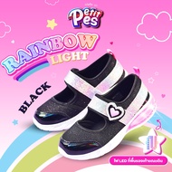 Petit Pes เปอติท ปา รุ่น Rainbow Light รองเท้าเด็กเทปแปะ พื้นรองเท้าไฟ LED สีดำ รหัสPE7-KA9001K