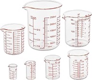 High Borosilicate Glass Measuring Cup Set-V-Shaped Spout,Includes 5ml/15ml/30ml/60ml/120ml/150ml/250
