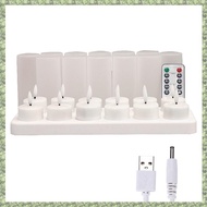(DXCP) Flameless Candles with Remote Control Timer & Charging Base 12pcs USB Rechargeable Battery LE