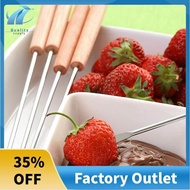 Fondue Forks, Cheese Fondue Sticks with Wooden Handle Heat Resistant for Chocolate Fountain Roast Marshmallows Durable