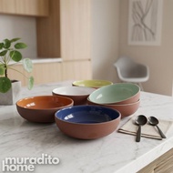 Muraditohome Ahara Two-Tone Ceramic Rustic Bowl 7x2 inches