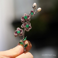 Pearl Female Jewelry Plum Freshwater Brooch Designer Style Green Agate Di Premium Jewelry Atmospheri