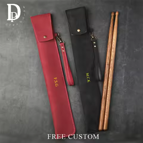 Leather Custom Name Luxury Drumstick Storage Bag Engrave Initials Band Drum Stick Sleeve Bag Wholesa