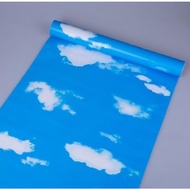 Adipati Home Decoration - Blue Cloud Motif Wallpaper Size 45cm x 10m, Blue Cloud Motif Wallpaper