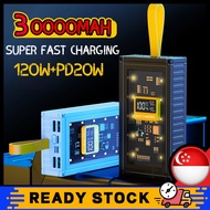 SG [READY STOCK] 30000mAh Super Fast Charge Powerbank 120W Portable Charger Power Bank Fast Charging Display/LED Light