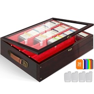 Card Holder Card Box Storage Box Transparent Storage Box Collection Box Wooden Flip Card Wooden Card
