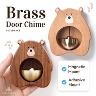 Cute Bear Dopamine Door Chime Bell Wood Wind Chime Magnetic Doorbell Self-Adhesive Door Bell Housewa