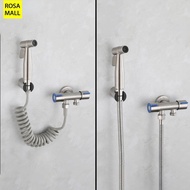 Portable Bidet Sprayer Set Stainless Steel Bidet Spray Set Hand Bidet Two Way Tap Faucet Bathroom Toilet Hose Pipe Water Taps