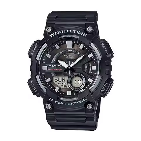 Casio AEQ110BW Series | Men’s Analog-Digital Watch |100M WR | Multi Alarms | 100 SEC Stopwatch | Cou