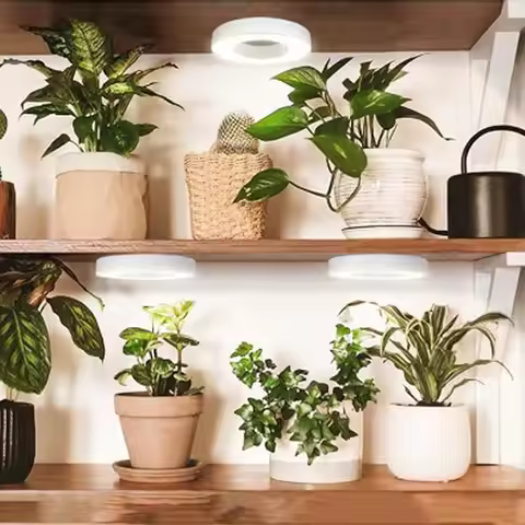 Full Spectrum LED Halo Plant Lamp 4 Dimmable Levels Halo Grow Lamp Height Adjustable Under Cabinet P