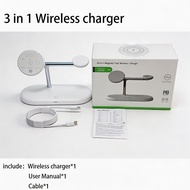 TIMESS 3‑In‑1 Wireless Charger, 15W LED Night‑Light, 360° Rotatable Magnetic Charging Stand for Home