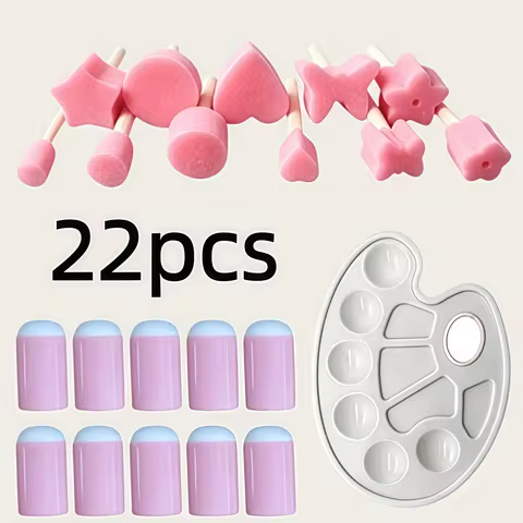 22Pcs Pink Sponge Stamp Brushes, Washable Foam Art Painting Tools for DIY Crafts, Card Making & Cera