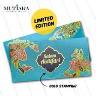 Sampul Raya Premium - Sampul Duit Raya with Gold Stamping Batik Turquoise - 1 pek 5 keping