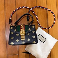 GUCCI 古馳 黑色 牛皮 Sylvie 2Way 肩背包