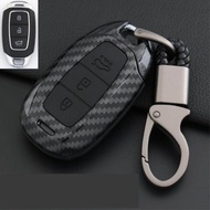 Carbon Fiber Silicone For Hyundai Kona Encino 2018 Car Key Case Car Key Protection Cover Shell Keychain Accessories