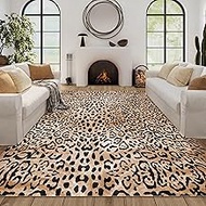 Leopard Print Area Rug, Leopard Rug 8x10 Cheetah Area Rug for Bedroom Living Room Animal Print Area 