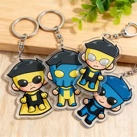 Hot Adult Animated Superhero Invincible Keychains for Accessories Bag Cartoon Comic Omni Man Keyring