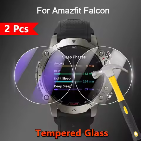 2Pcs For Amazfit Falcon GPS SmartWatch 2.5D Ultra Slim Clear / Anti Purple Light 9H Tempered Glass G