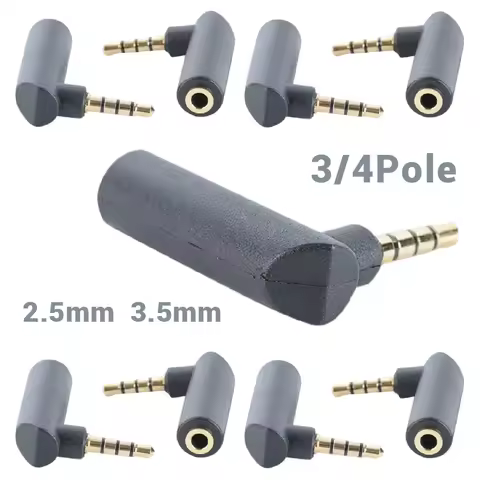 Stereo Plug 2.5mm Jack Right Angle Male Female To 3.5mm 3/4Pole Audio Connector L Shape Adapter