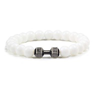 Fitness Themed Volcanic Rock Dumbbell Bracelet Mens Luxury Minimalist High Aesthetic Value Student A