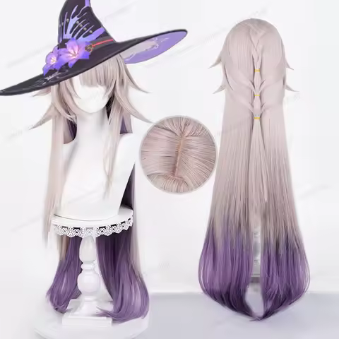 HSR The Herta Cosplay Wig 100cm Long Straight Purple Mixed Woman Hair Anime Heat Resistant Synthetic