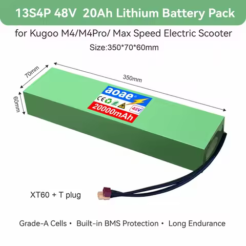 48V Lithium Battery Pack 13S4P 20Ah Grade-A Cells For Kugoo M4 M4Pro Max Speed E-Scooter Built-in BM