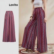 Lovito Boho Pants Tribal Print Ruched Pants for Women L112ED565
