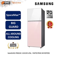 Samsung Bespoke Top Mount Freezer Refrigerator with Optimal Fresh+ in Clean White + Clean Pink, 476L
