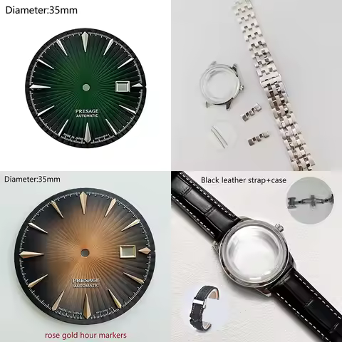 35mm NH35 S logo presage radial texture dial SRPD37J1 SRP852J1 no lumen fit NH35 mechanical watch mo