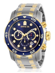 Men's Pro Diver Scuba 48mm Two Tone Stainless Steel Chronograph Quartz Watch, TT/Blue (Model: 0077)