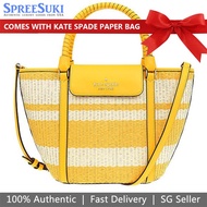 Kate Spade Handbag With Gift Paper Bag Crossbody Bag Cruise Straw Medium Tote Mango Ice Yellow # K7329