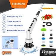 【3-year warranty】FELEMENT 9-in-1 Electric Cleaning Brush New Handheld Rechargeable Wireless Electric