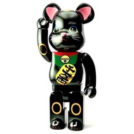 Bearbrick 招財貓 黑色電鍍 發光 400%