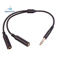 Audio Cable 6.35 mm Male to 2 6.35 mm Female Audio Adapter Cable 1/4 6.35mm Plug to Dual 6.35mm Y Sp