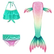 【Sleek】 Kids Girls Swimming Mermaid Tail Costume Cosplay Children Swimsuit Fantasy Beach Bikini Can 