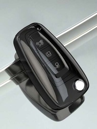 1入組黑色tpu汽車鑰匙套,保護3按鈕可折疊鑰匙,適用於 Focus、c-max、s-max系列汽車