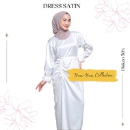 DRESS SERUT SATIN | GAMIS SERUT ABELIA DRESS | BAJU KONDANGAN BRIDESMAID WANITA SATIN SILK