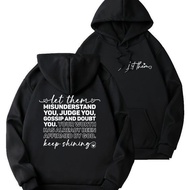 23DEGREE - Cool Black Distro Hoodie with MISUNDERSTANDING Motivational Words Motif / Simple and Tren