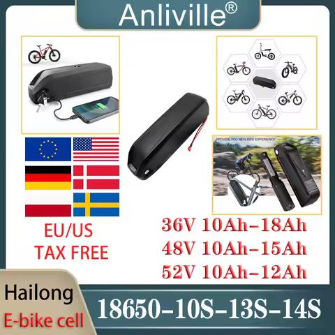 New Hailong 36V 48V 52V 10Ah 12Ah 15Ah 18Ah 18650 E-scooter battery built-in BMS For 1500W High Powe