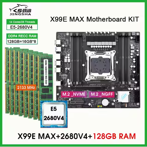 combinado de placa base X99 2011-3 con xeon e5 2680 v4 128GB 2133MHz (8*16) memoria DDR4 REG ECC NVM