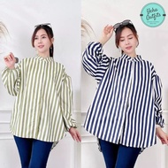 Alenza Baju Kemeja Kerja Wanita Korea Katun Jumbo Putih Polos Murah