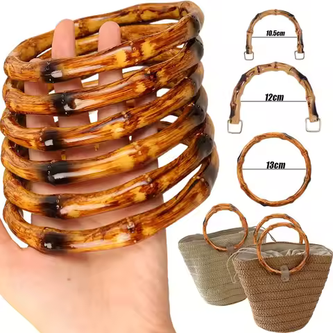 2pcs DIY Bamboo-Like Round Handle Bag Accessory Plastic Semicircle Handbag Replacement Handle Craft