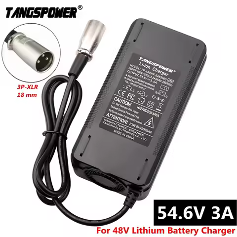 54.6V 3A Lithium Battery Charger For 48V Lithium Battery Pack XLR Plug 54.6V3A 150Watts Fast Chargin